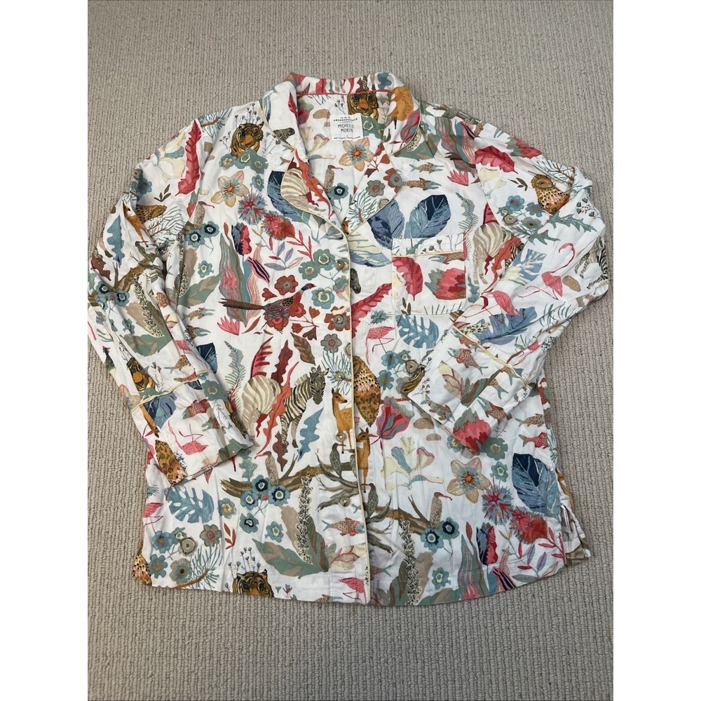 Anthropologie Michelle Morin Women's Small Animalia Flannel Sleep Top
